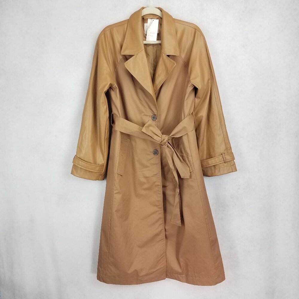 NEW A new Day Women's M Trench Coat in Burlap Brown Cotton NWT $50